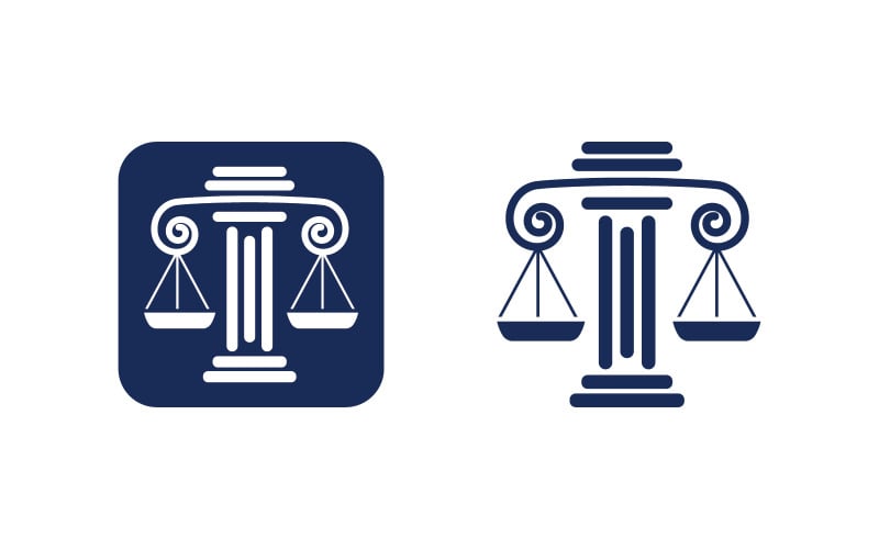 Szablon logo kancelarii prawnej Justice, ilustracja wektorowa v.6