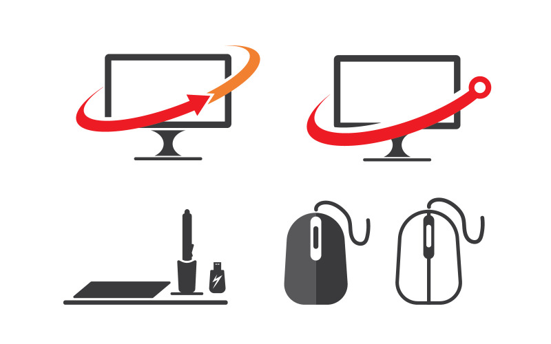 Векторная иллюстрация дизайна логотипа Computer Services, версия 4