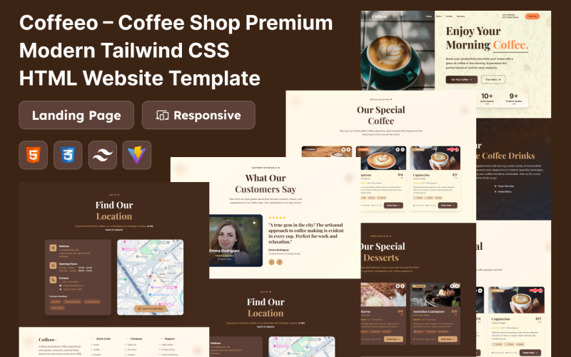 Coffeeo – Koffieshop Premium Modern Tailwind CSS HTML Website Template