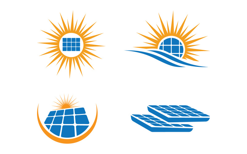 Illustrazione vettoriale dell'icona di energia solare verde Modello v.2