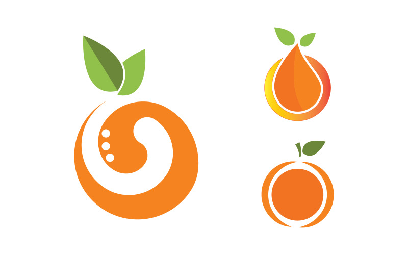 Logotipo de frutas frescas de laranja - Ilustração vetorial de ícone v3.4