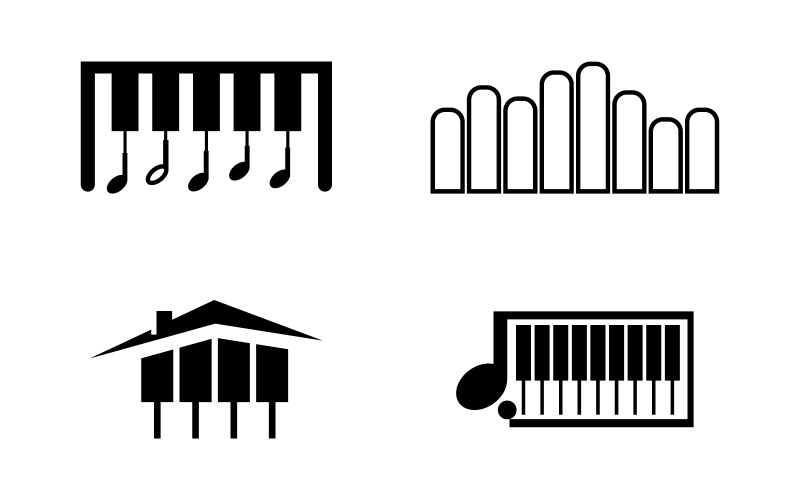Modello di progettazione dell'illustrazione vettoriale dell'icona di educazione musicale per pianoforte v3.2