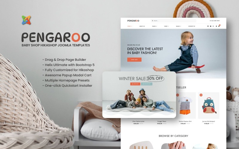 Pengaroo - Шаблоны Hikashop для детского магазина Joomla