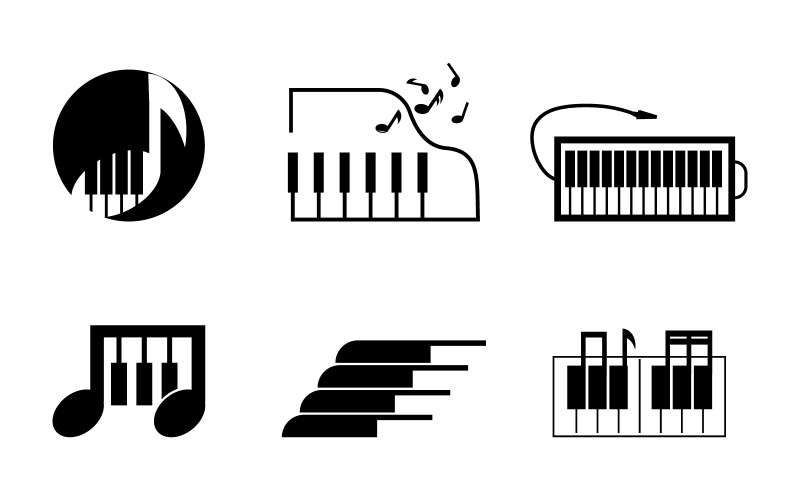 Pianomusikutbildning ikon vektor illustration designmall v3.3