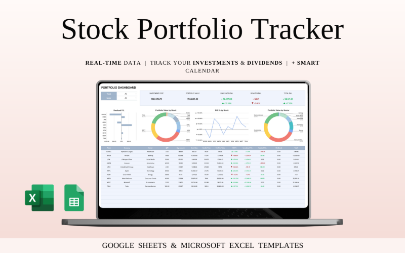 Rastreador de portfólio de ações para Planilhas Google e Excel