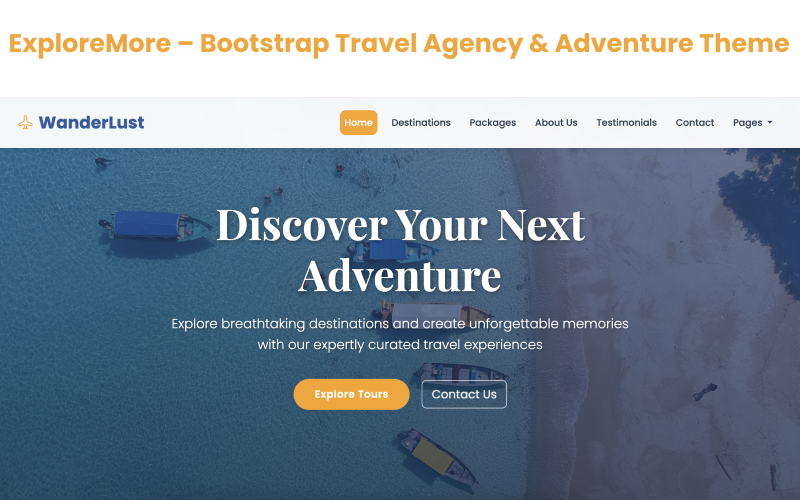 WanderLust - Досліджуйте місця призначення HTML5 Bootstrap тема