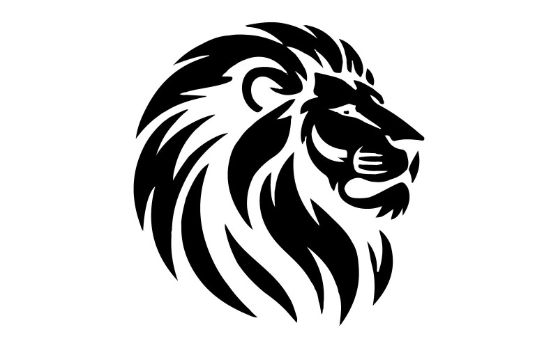 Aslan başı siluet sanat illüstrasyonu