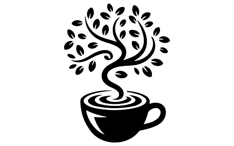 Un minimalista que presenta una taza de café estilizada.