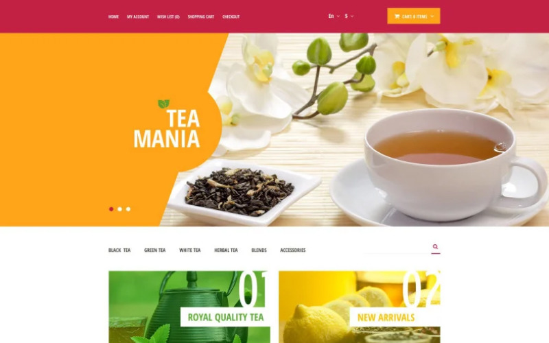 Modelo OpenCart para Tea Mania