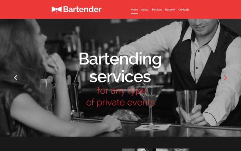 Responsiv webbplatsmall för cocktailbar