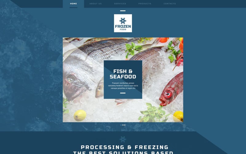 Шаблон веб-сайту із замороженими морепродуктами