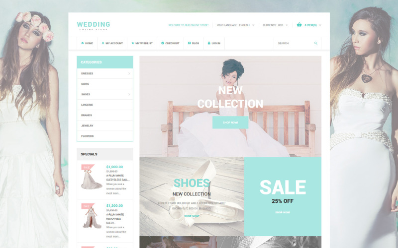 Свадебный стиль Magento Theme