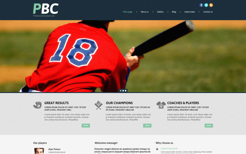 Tema WordPress responsivo de beisebol