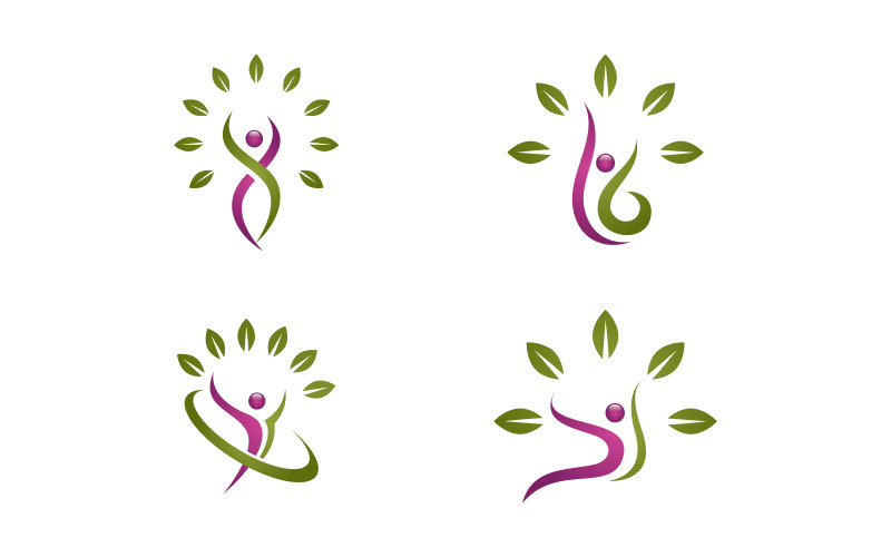 Hälsosamt liv Mänsklig karaktär logotyp tecken illustration v3.3