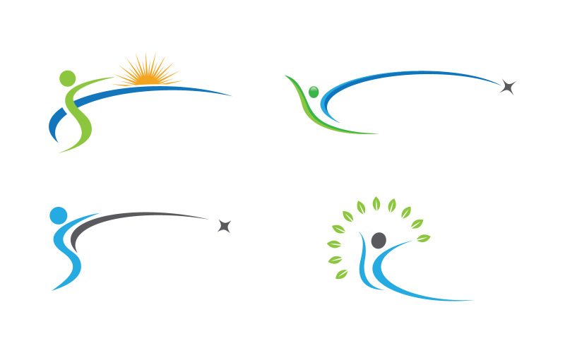 Hälsosamt liv Mänsklig karaktär logotyp tecken illustration v3.5