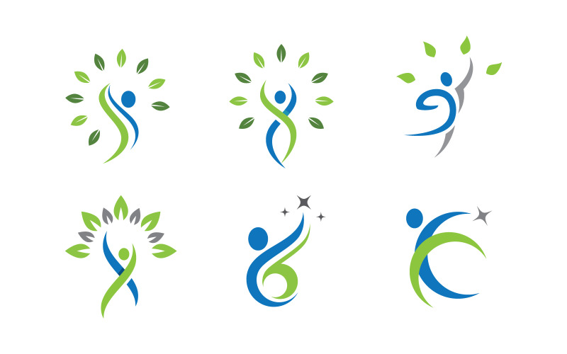 Illustration de signe de logo de caractère humain de vie saine v3.9