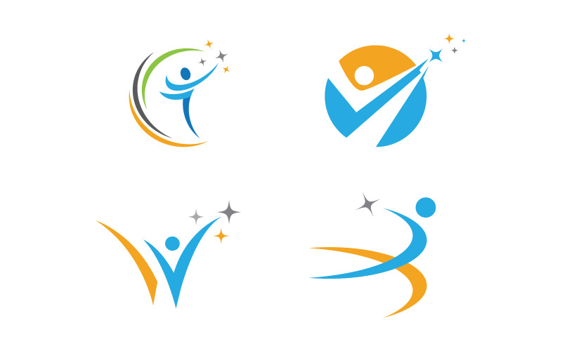 Ilustração de logotipo de personagem humano de vida saudável v3.8