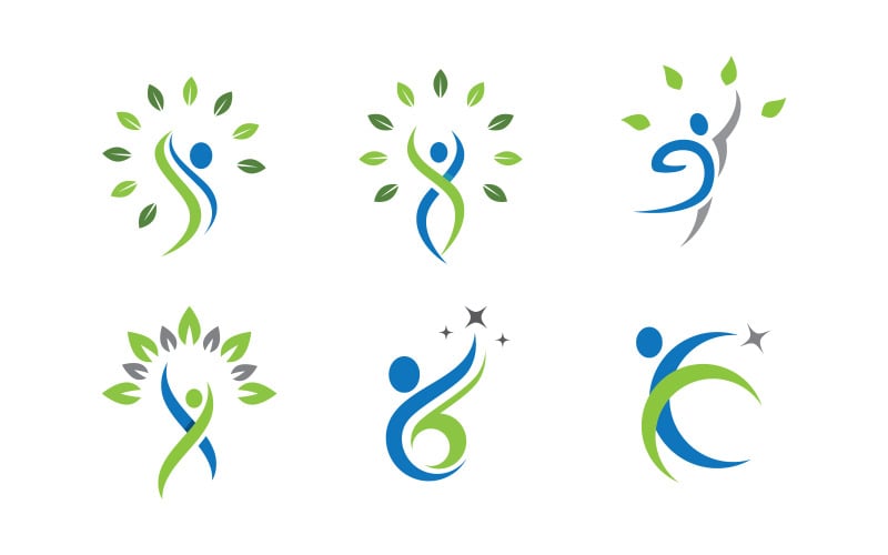 Zdrowe życie Ilustracja znaku logo postaci ludzkiej v3.9