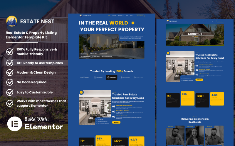 Estatenest – Elementor-sjabloonkit voor onroerend goed en eigendomsvermeldingen