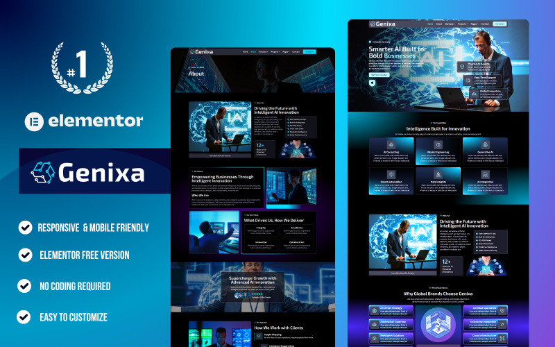 Genixa – AI 营销机构 WordPress Elementor 模板