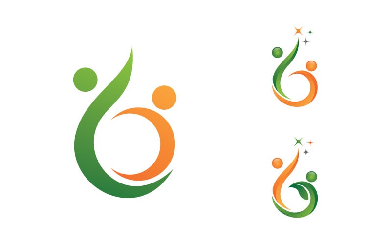 Illustration de signe de logo de caractère humain de vie saine v3.14