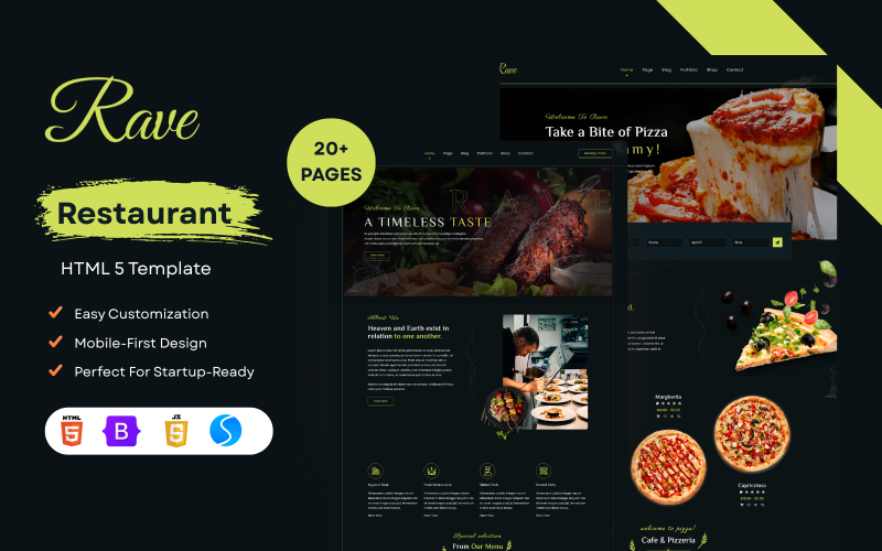 Responzivní HTML5 šablona restaurace Rave
