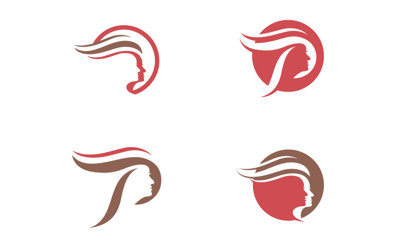 Schöne Frau Haar Gesicht Charakter Logo Illustration v3.1