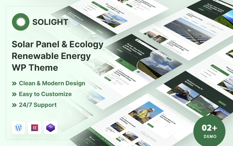 Solight – Thème WordPress pour panneaux solaires et énergies renouvelables écologiques