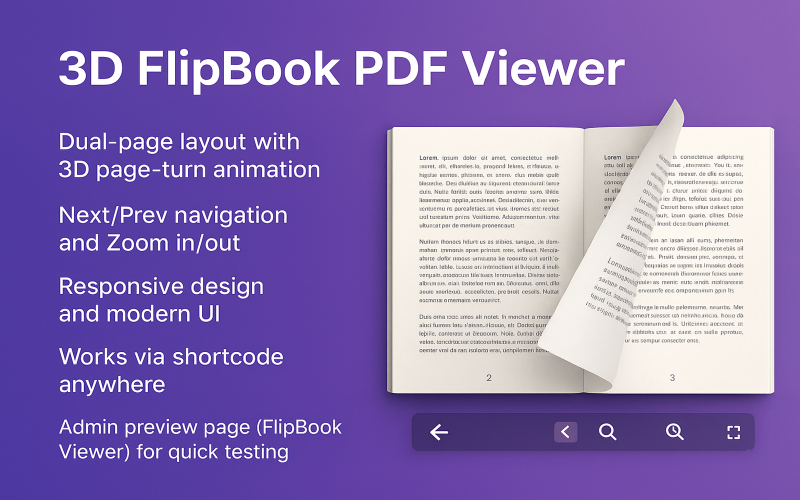 3D FlipBook PDF Görüntüleyici WordPress eklentisi