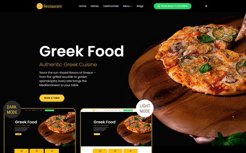 Multifunctionele websitesjabloon voor Grieks restaurant