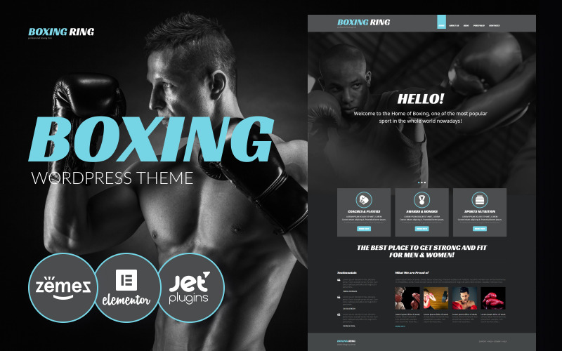 Ring bokserski – motyw WordPress dla siłowni i klubu bokserskiego dla witryny poświęconej treningowi fitness
