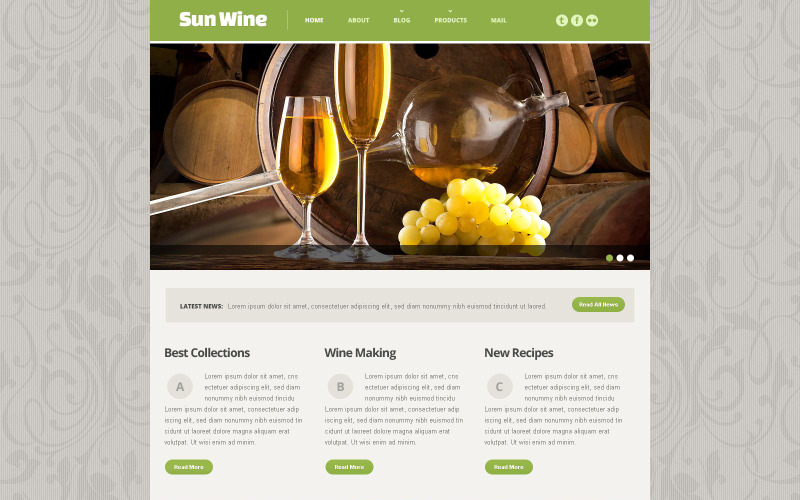 Szablon strony responsywnej Wine