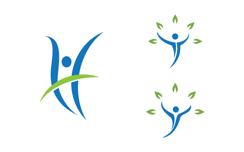 Ilustração de logotipo de personagem humano de vida saudável v3.19