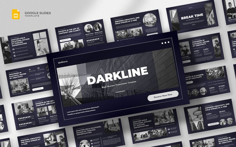 Darkline - Fekete Google Slides sablon