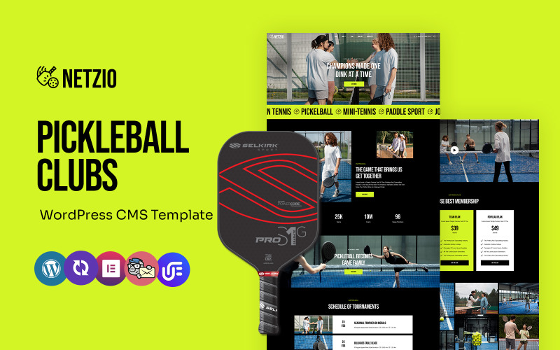 Netzio - Pickleball Kulüpleri Çok Amaçlı WordPress Elementor Teması
