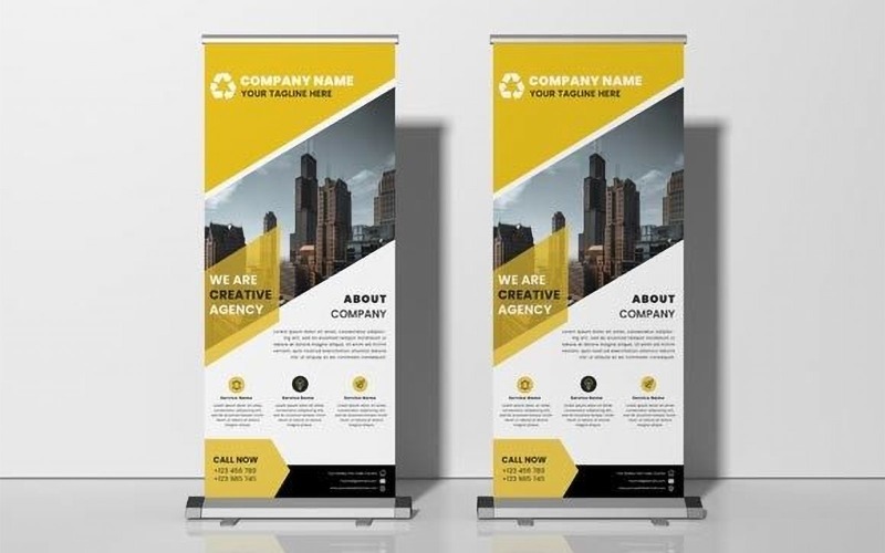 Modèle de bannière d'affichage enroulable pour entreprise Ver-8