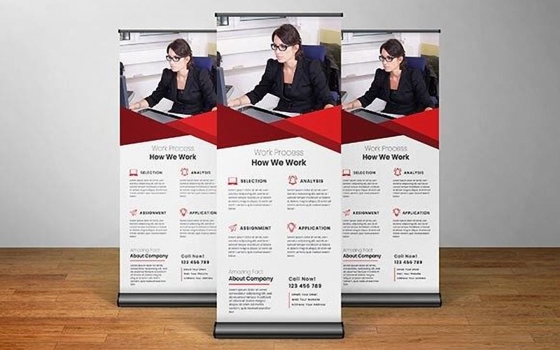 Modèle de bannière d'affichage enroulable pour entreprise Ver-15