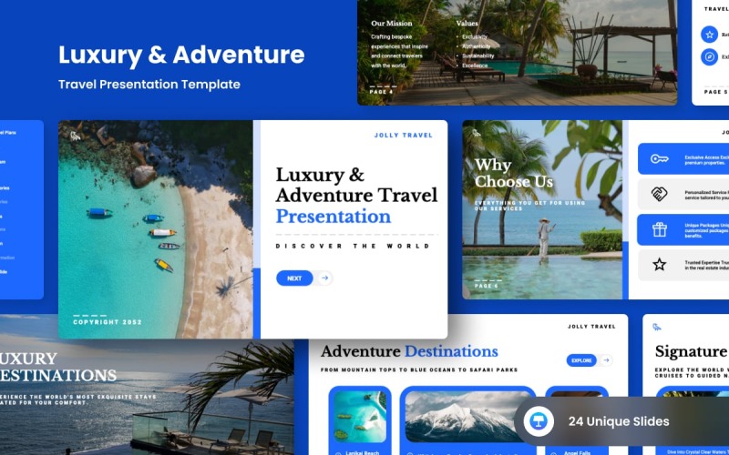 Presentazione principale sui viaggi di lusso e avventura
