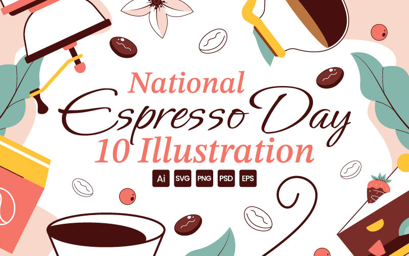 10 vektorillustrationer för den nationella espressodagen