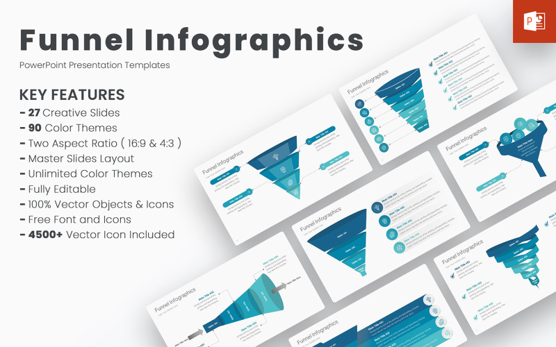 Modelos de PowerPoint de infográficos de funil