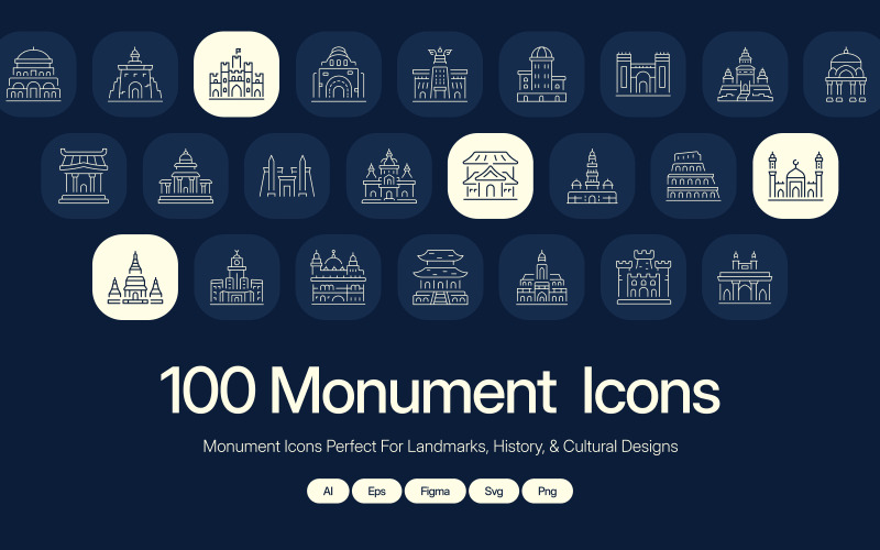 Moderne Monument Icon Kunstset