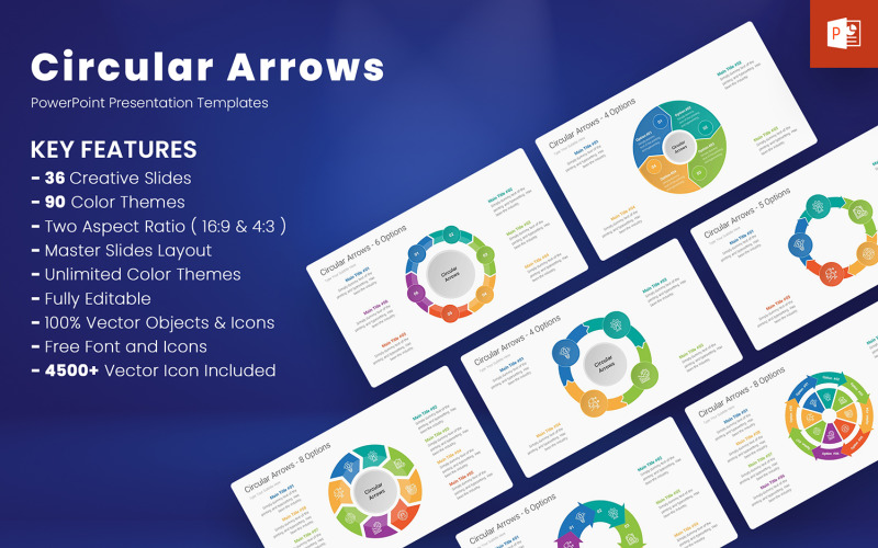 PowerPoint-mallar för infografik med cirkulära pilar