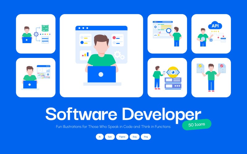 Software Developer Illustration Set