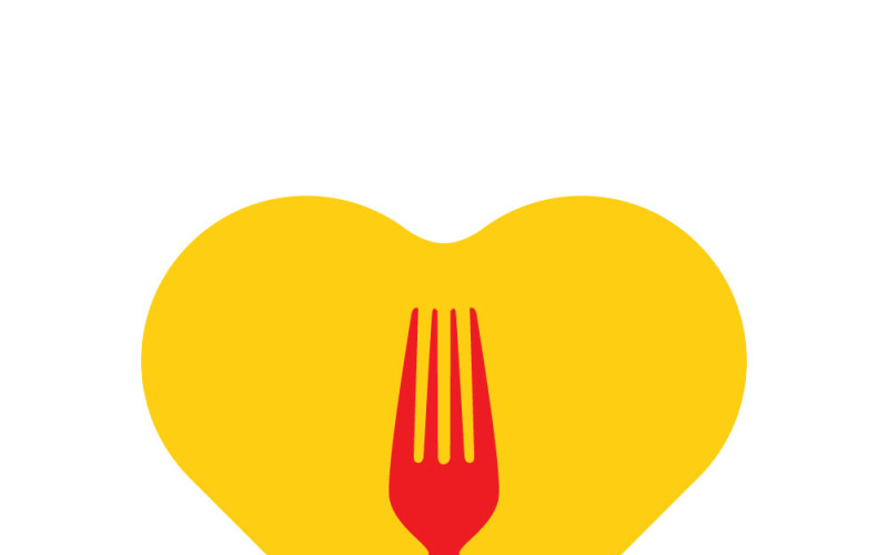 Icono de corazón con tenedor de comida saludable - Símbolo de bienestar culinario