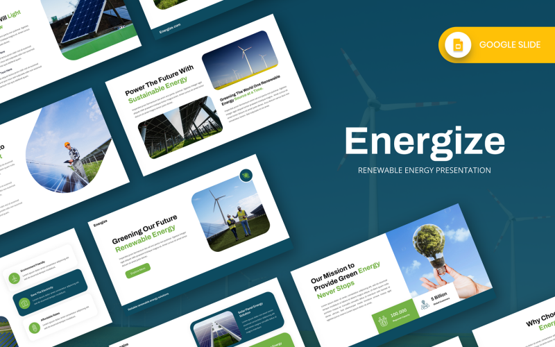 Modèle de diapositive Google Energize - Énergies renouvelables