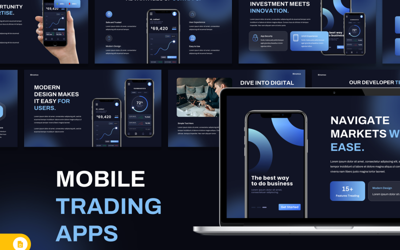 Modello di diapositiva di Google per app di trading mobile