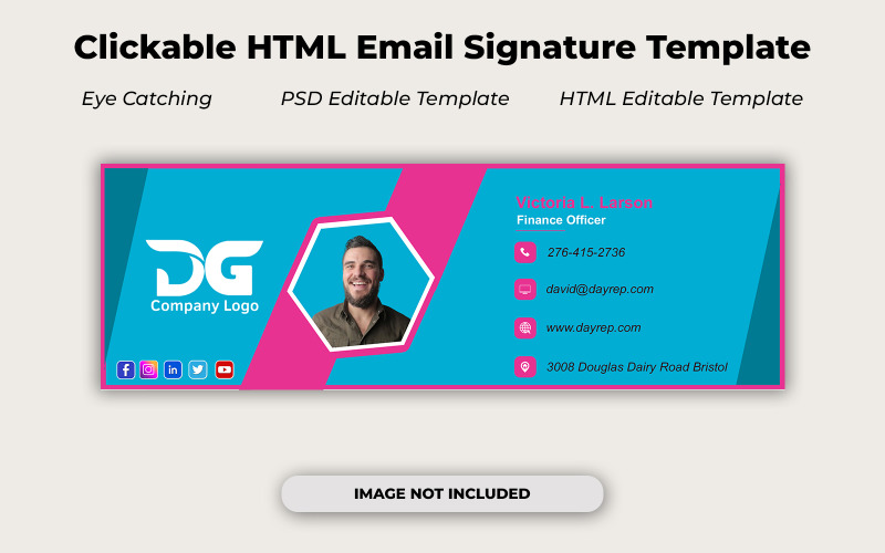 Modelo de Assinatura de E-mail Elegante | Designs PSD Minimalistas | Editável no Adobe Photoshop