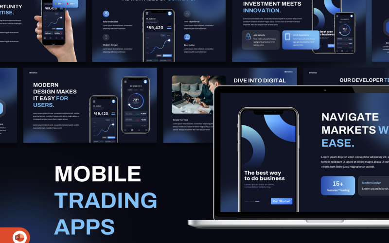 PowerPoint-sjabloon voor mobiele handelsapps