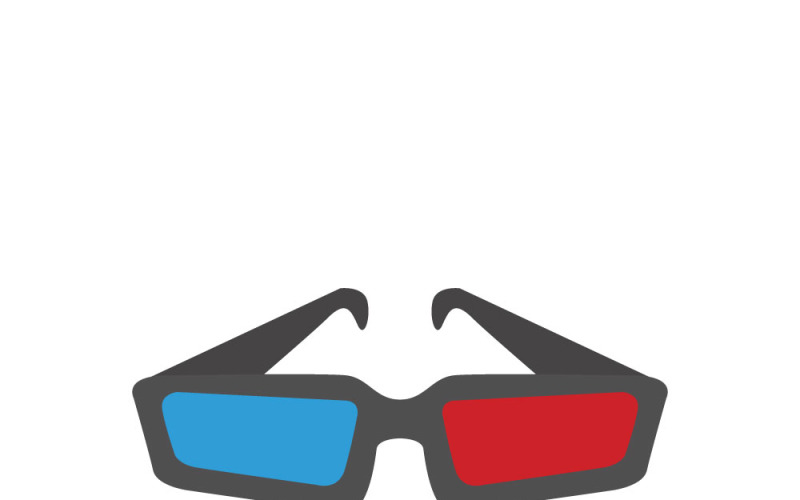 Icône vectorielle de lunettes de cinéma 3D, style anaglyphe rouge et bleu