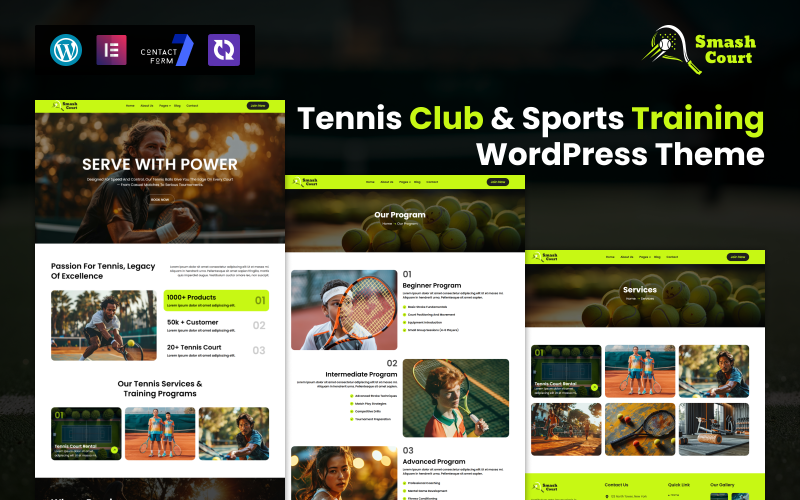 SmashCourt – Teniszklub és sportedzés WordPress téma
